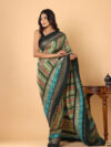 Multicolor Striped Dola Silk Saree With Zari