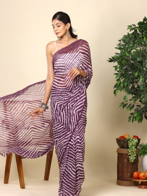 Wine Purple Laheria Saree